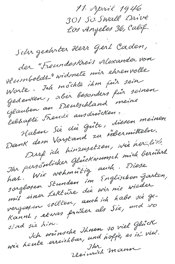 Heinrich Mann-Brief